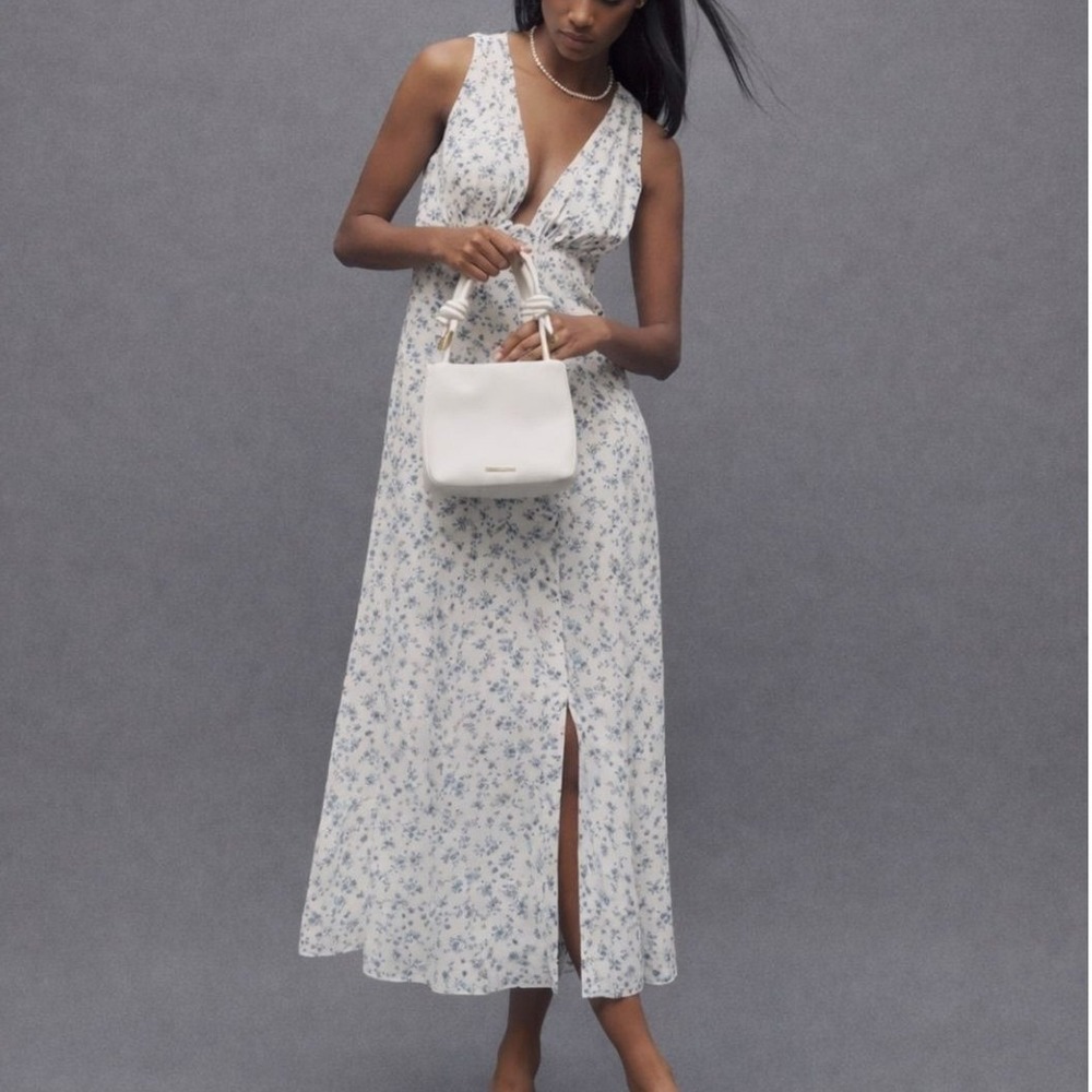 Reformation Ceara V-Neck Floral Sleeveless Maxi Dress NWT Tie Bust Size 2
